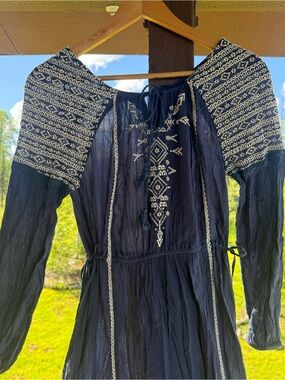 FREE PEOPLE Navy Embroidered Maxi Dress